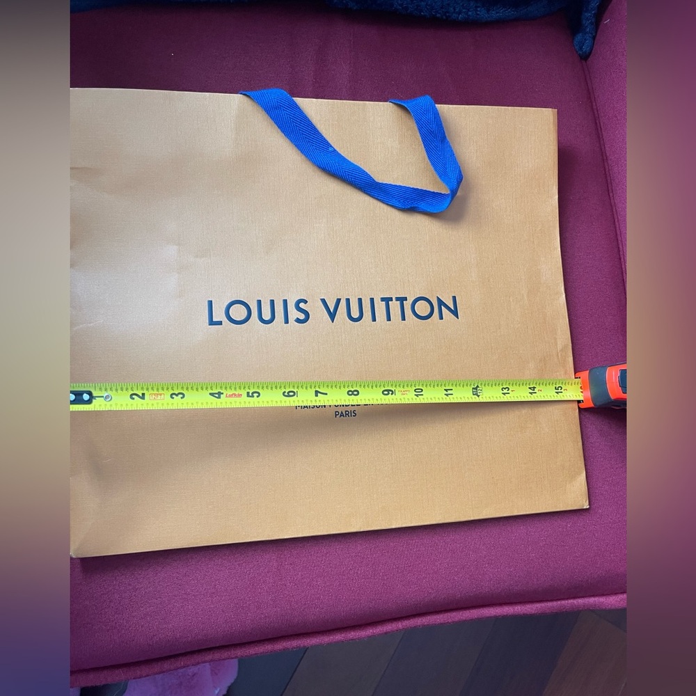 Louis Vuitton Tan Shopping Bag with Blue Ribbon Handles
